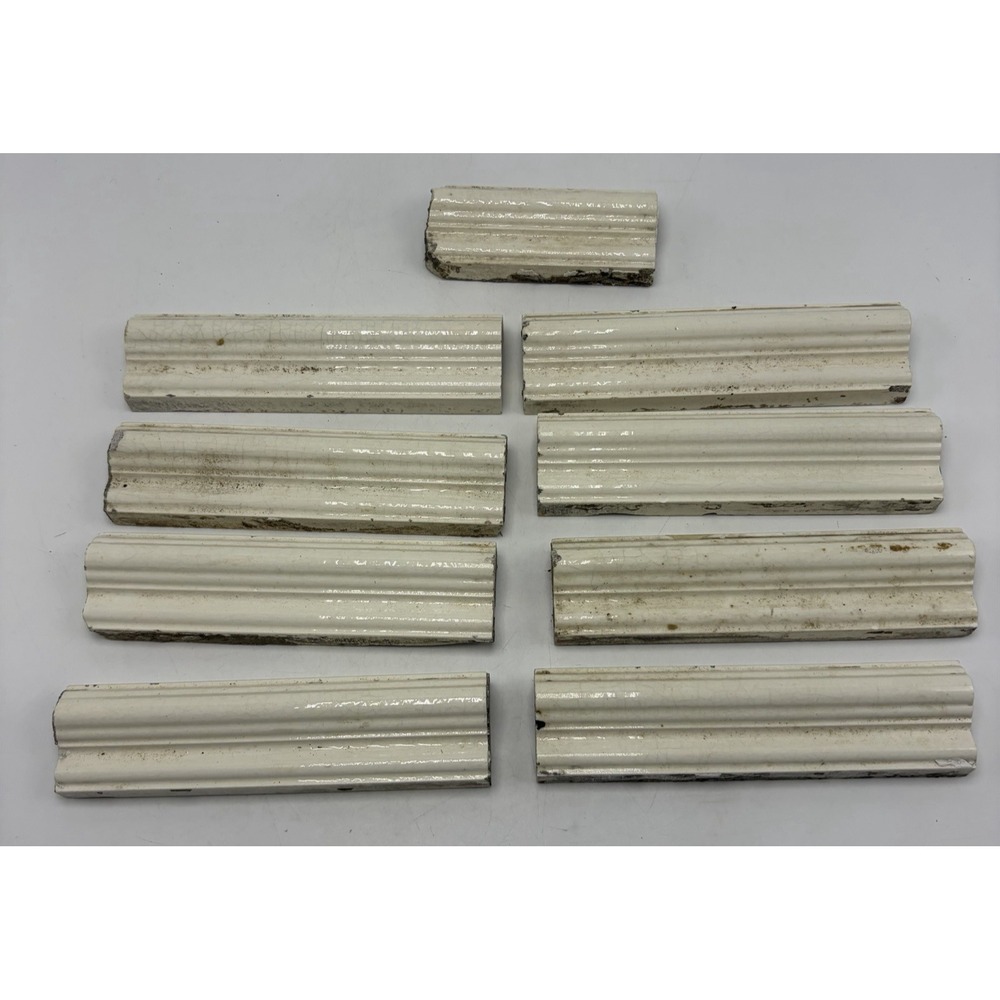 8 Antique Ceramic Edge Tile White Ivory Old Crazing Read